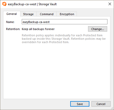 Edit storage vault name